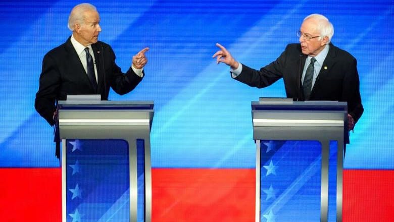 Biden dan Sanders dalam debat satu lawan satu pertama kampanye utama presiden dari Partai Demokrat